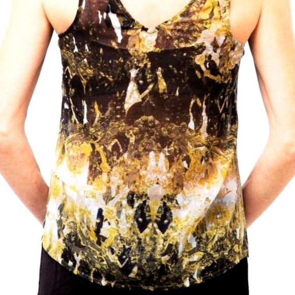 Distressed Print Sequin Front TANK TOP Sheer Back - Picture 7 of 8